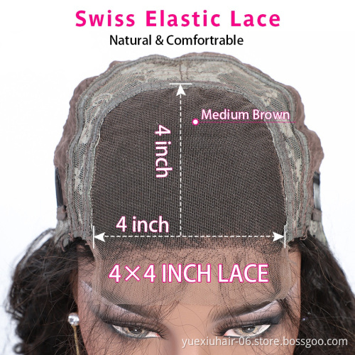4*4 Human Lace Closure Wig Brazilian Virgin Human Hair Lace Wigs With Baby Hair Loose Deep